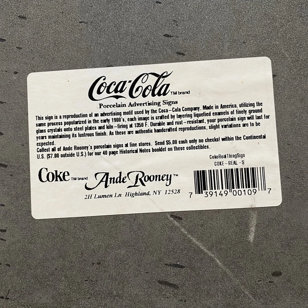 Vintage Drink Coca Cola Ande‎ Rooney Porcelain Enamel Sign 16x8 Inch Wall Decor